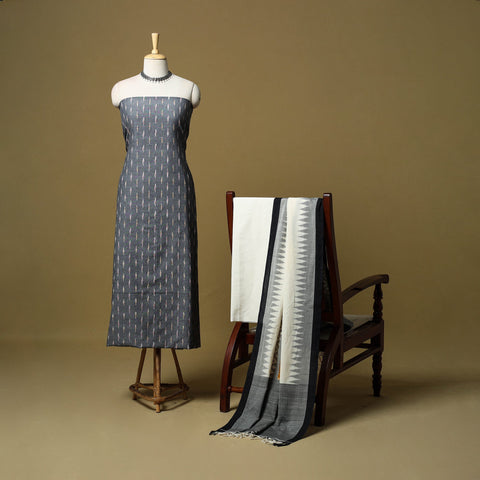 Pochampally ikat handloom cotton 3pc unstitched dress