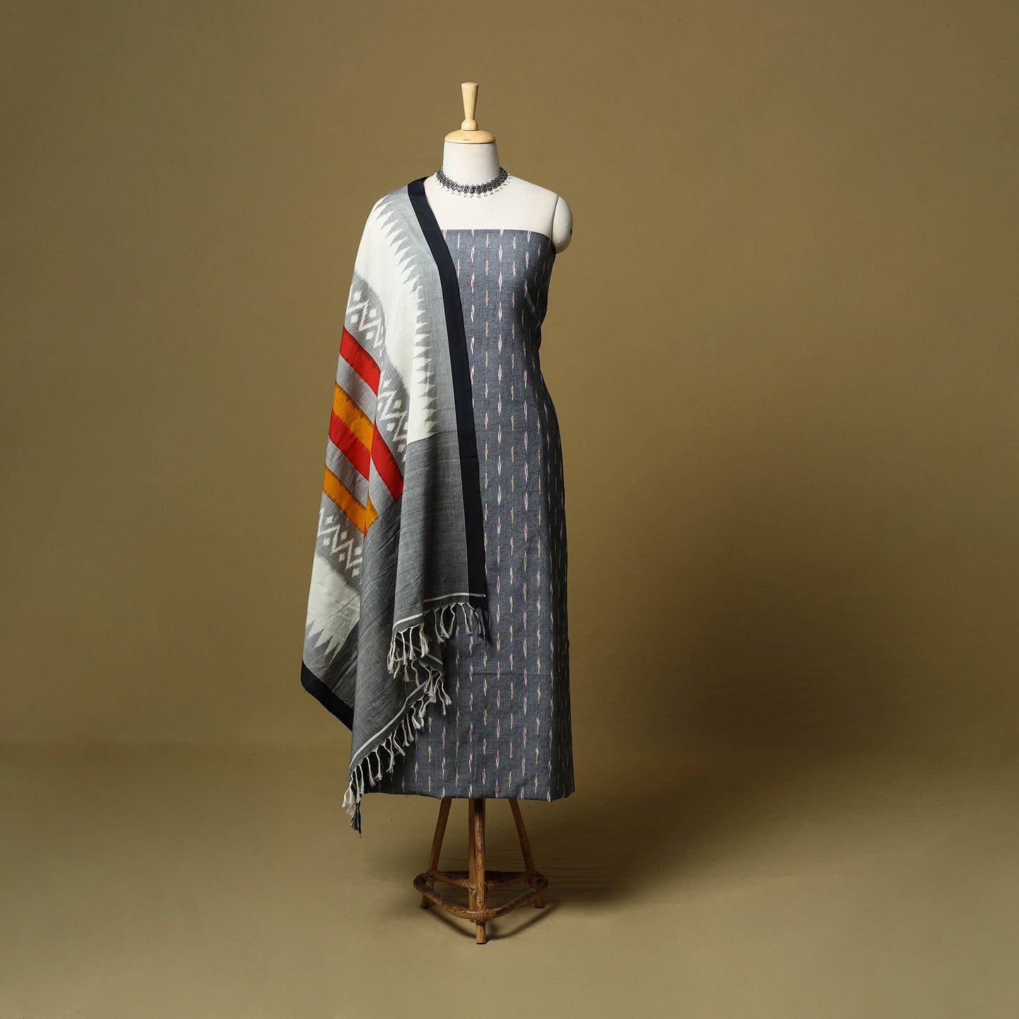 Pochampally ikat handloom cotton 3pc unstitched dress