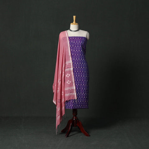 Pochampally ikat mercerised cotton 2pc unstitched dress
