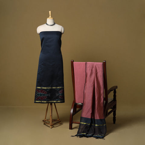 Pochampally ikat silk cotton 3pc unstitched dress material