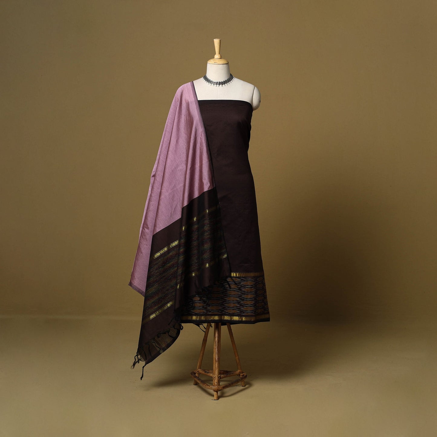 Pochampally ikat silk cotton 3pc unstitched dress material