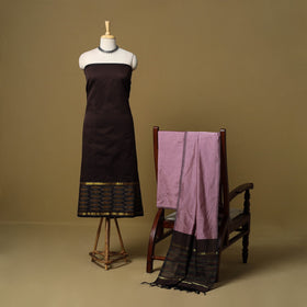 Pochampally ikat silk cotton 3pc unstitched dress material