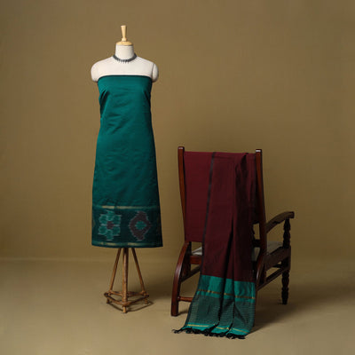 Pochampally ikat silk cotton 3pc unstitched dress material