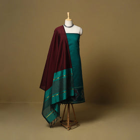 Pochampally ikat silk cotton 3pc unstitched dress material