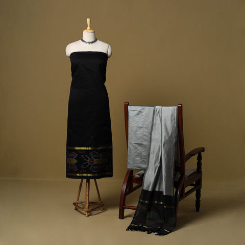 Pochampally ikat silk cotton 3pc unstitched dress material