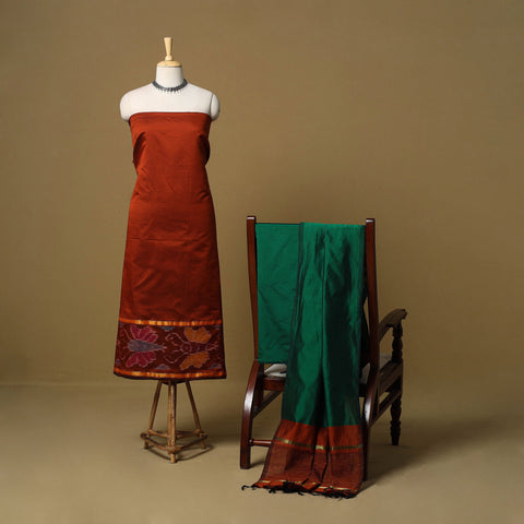 Pochampally ikat silk cotton 3pc unstitched dress material