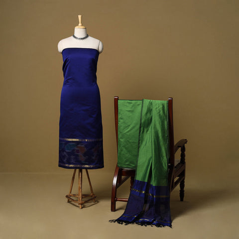 Pochampally ikat silk cotton 3pc unstitched dress material