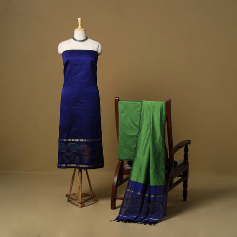 Pochampally ikat silk cotton 3pc unstitched dress material