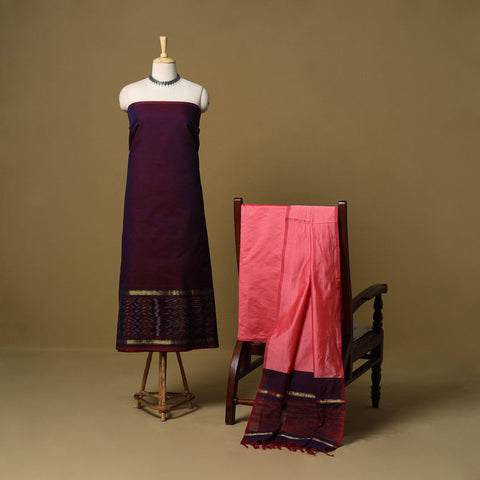 Pochampally ikat silk cotton 3pc unstitched dress material