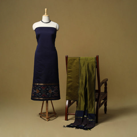 Pochampally ikat silk cotton 3pc unstitched dress material