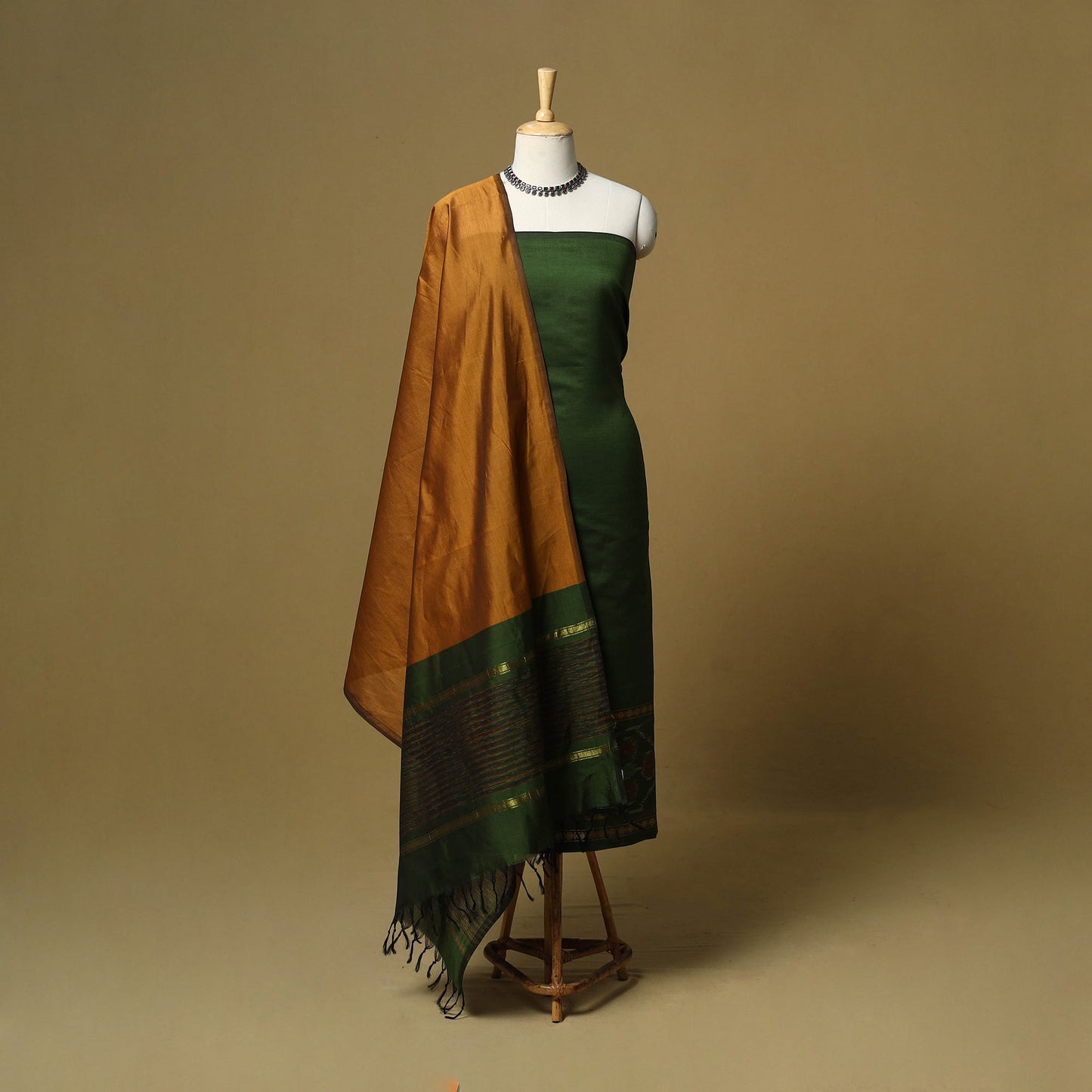 Pochampally ikat silk cotton 3pc unstitched dress material