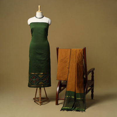 Pochampally ikat silk cotton 3pc unstitched dress material