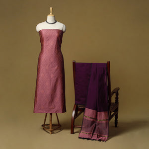 Pochampally ikat silk cotton 3pc unstitched dress material