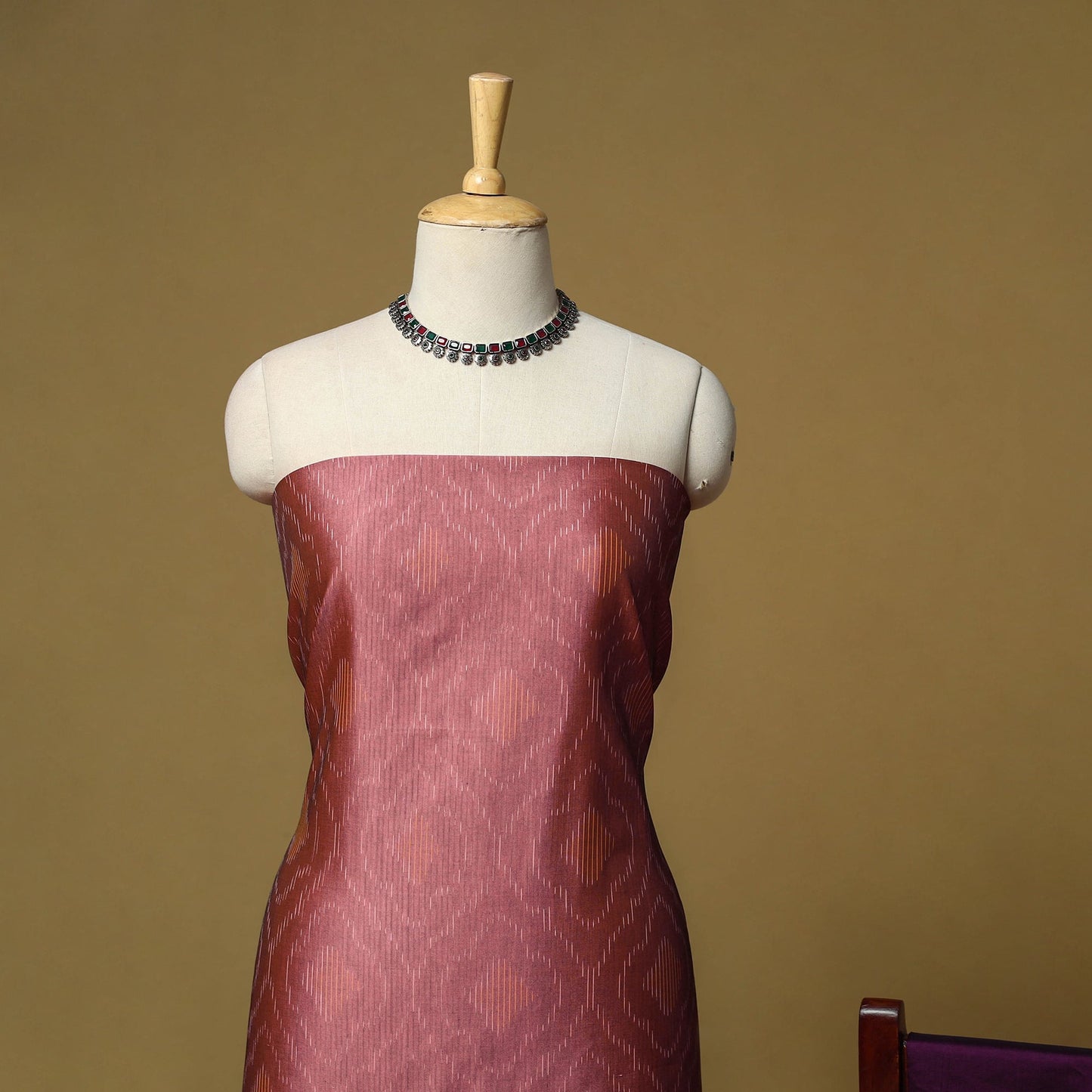 Pochampally ikat silk cotton 3pc unstitched dress material