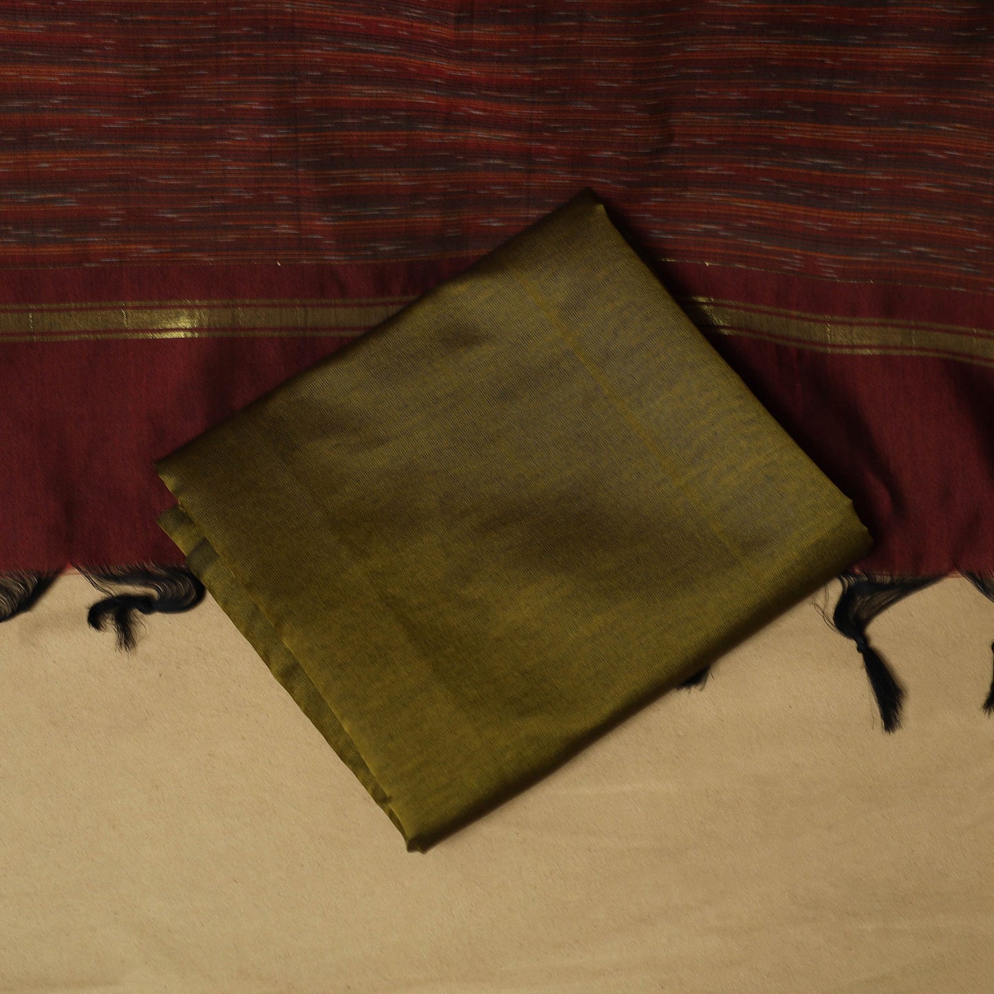 Pochampally ikat silk cotton 3pc unstitched dress material