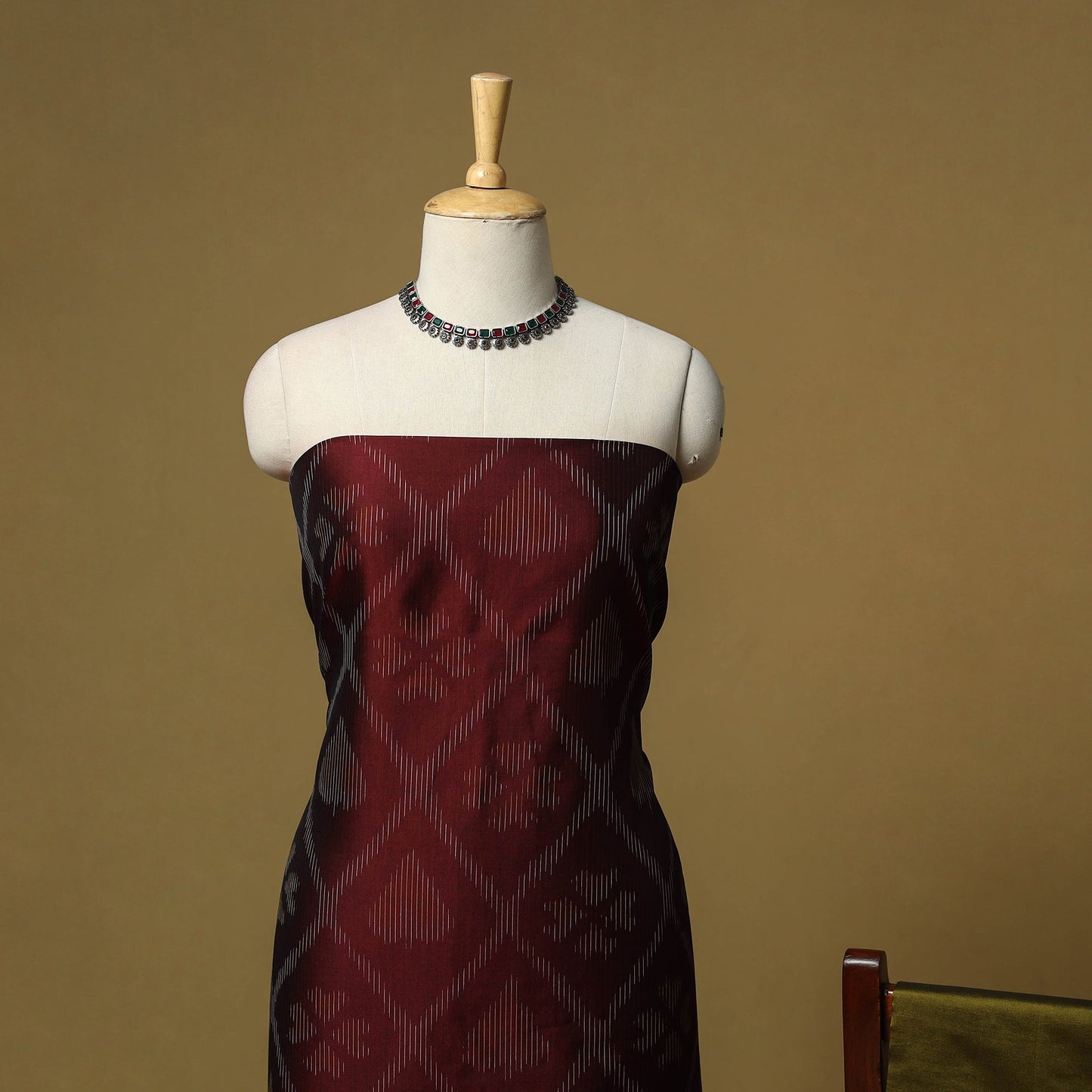 Pochampally ikat silk cotton 3pc unstitched dress material