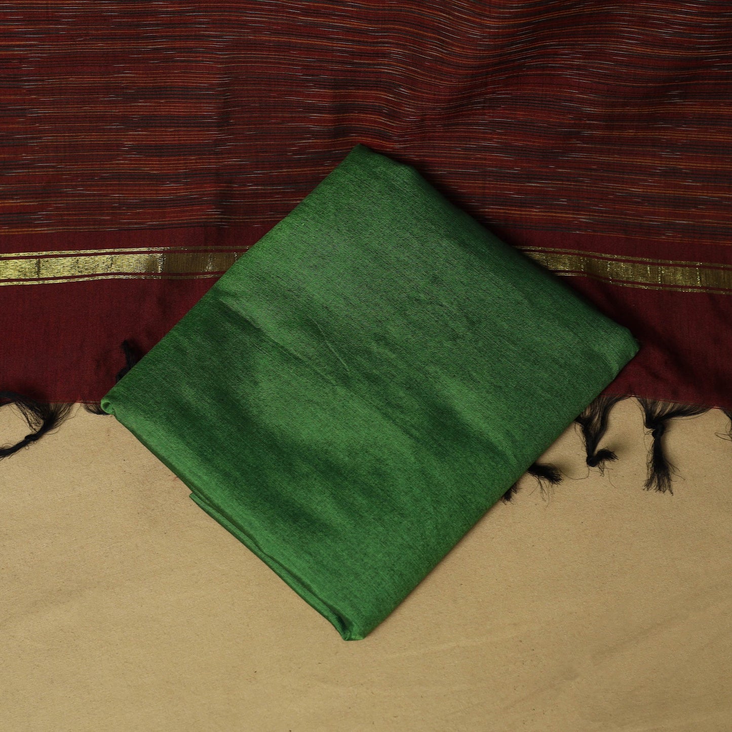 Pochampally ikat silk cotton 3pc unstitched dress material