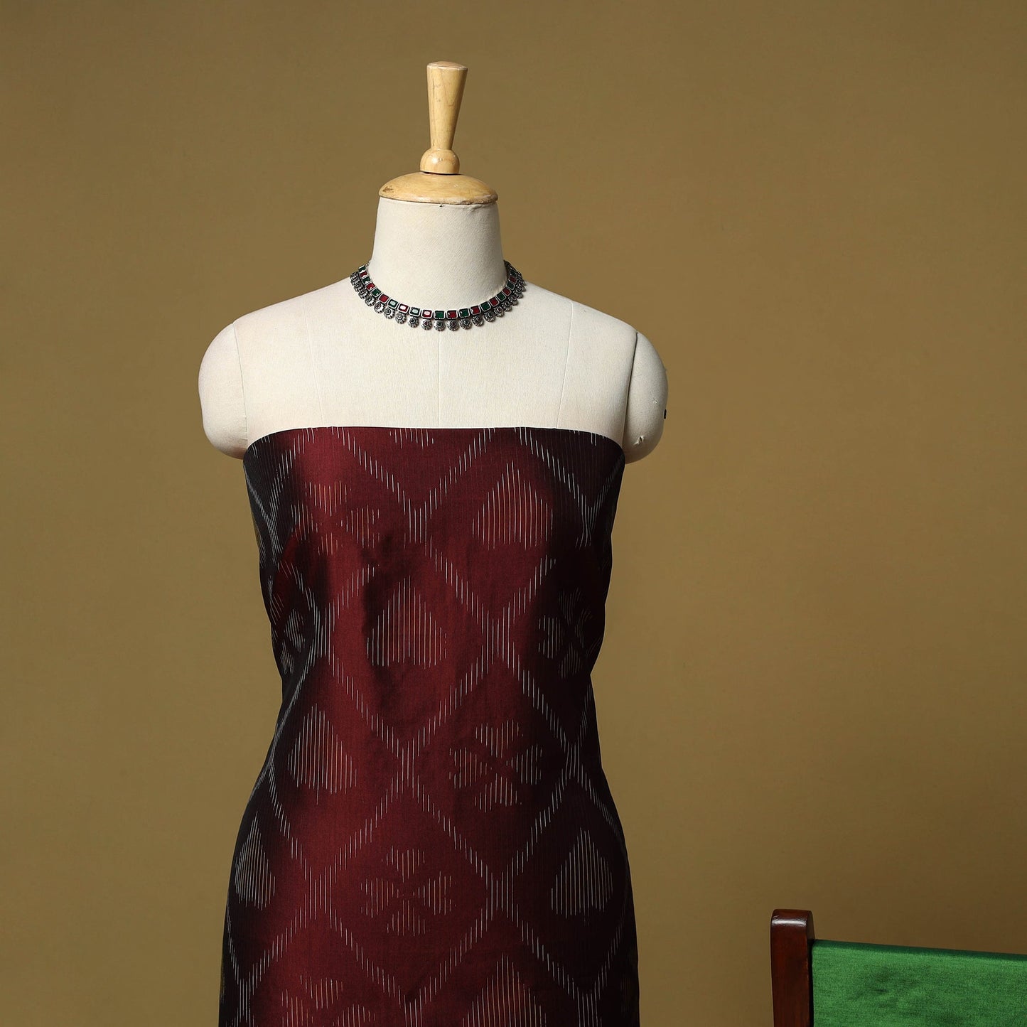 Pochampally ikat silk cotton 3pc unstitched dress material