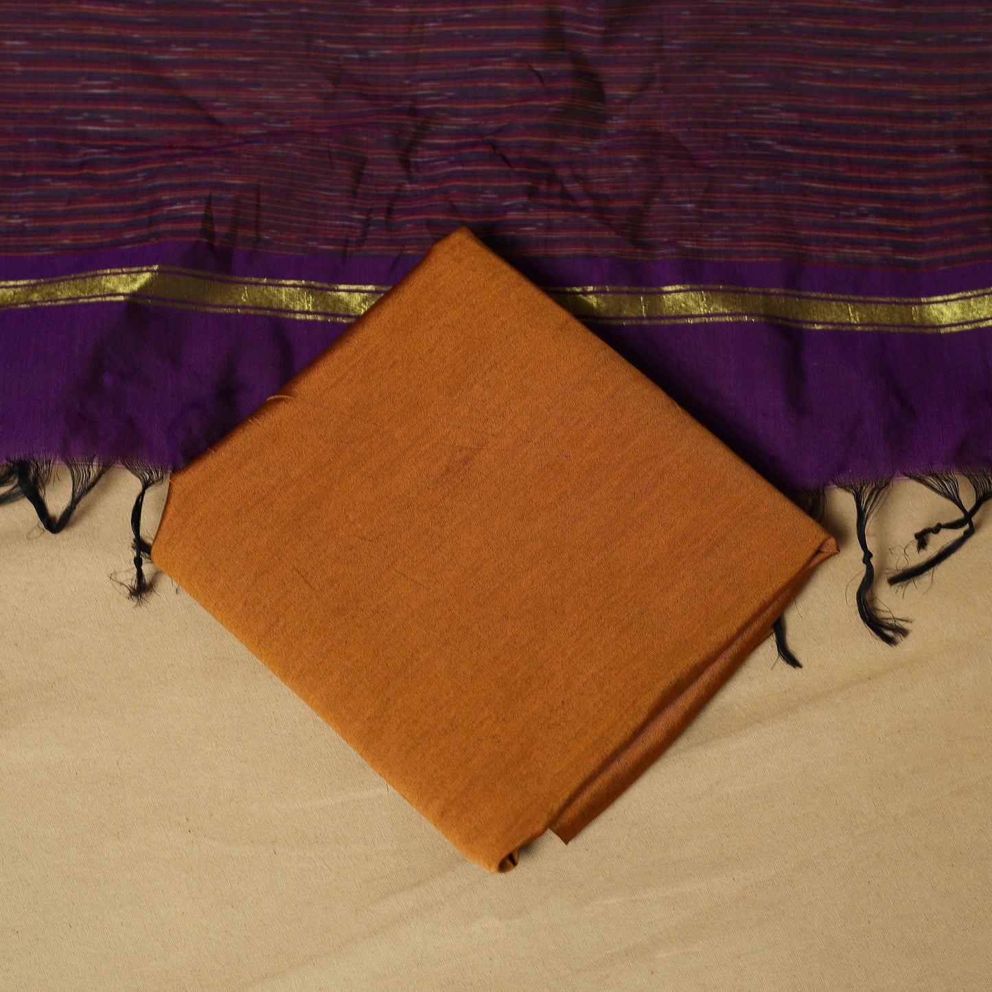 Pochampally ikat silk cotton 3pc unstitched dress material