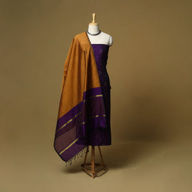 Pochampally ikat silk cotton 3pc unstitched dress material