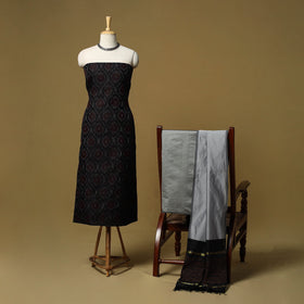 Pochampally ikat silk cotton 3pc unstitched dress material