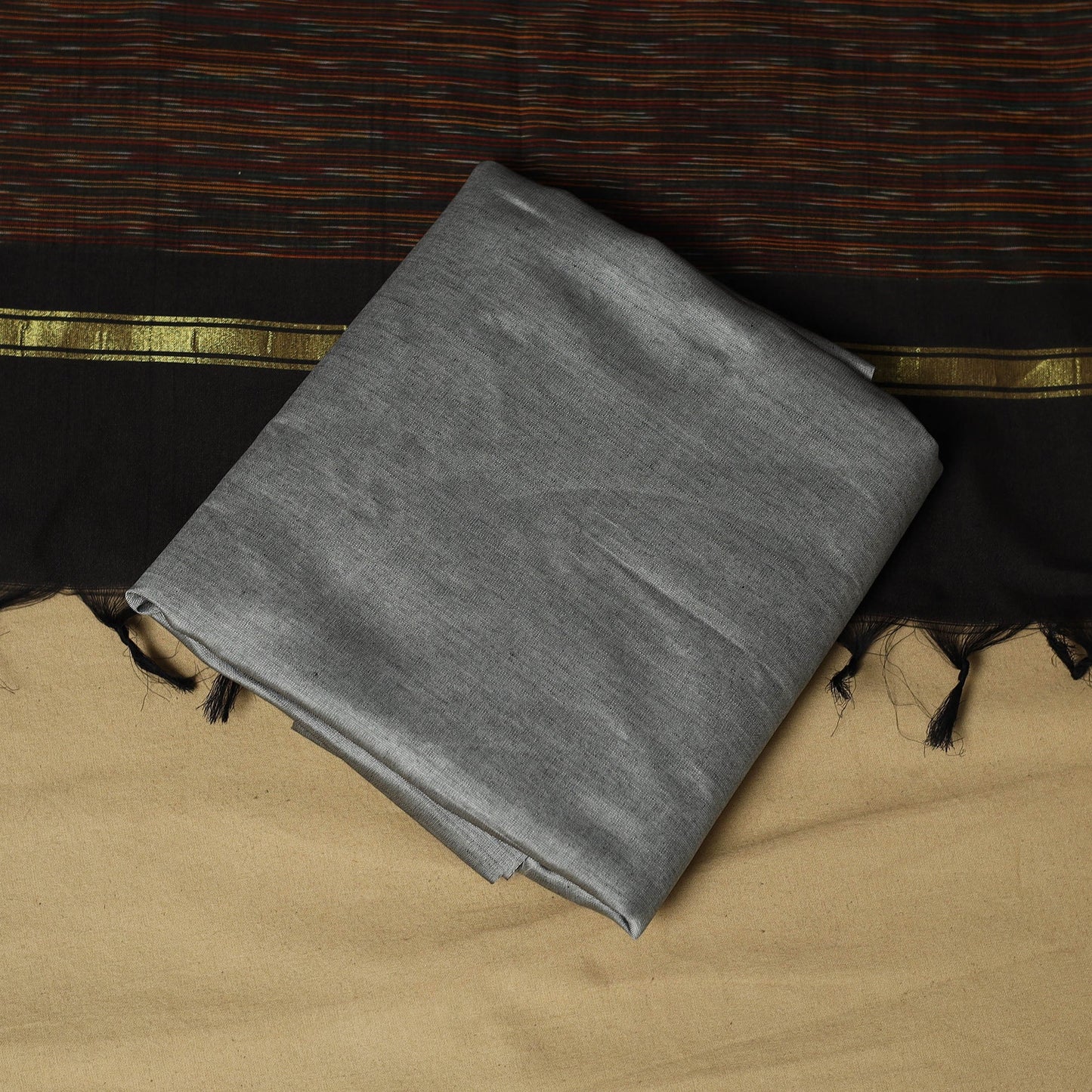 Pochampally ikat silk cotton 3pc unstitched dress material