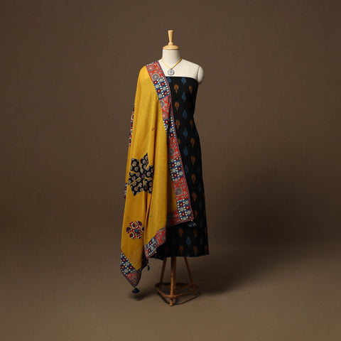 Pochampally ikat weave cotton 2pc unstitched dress material