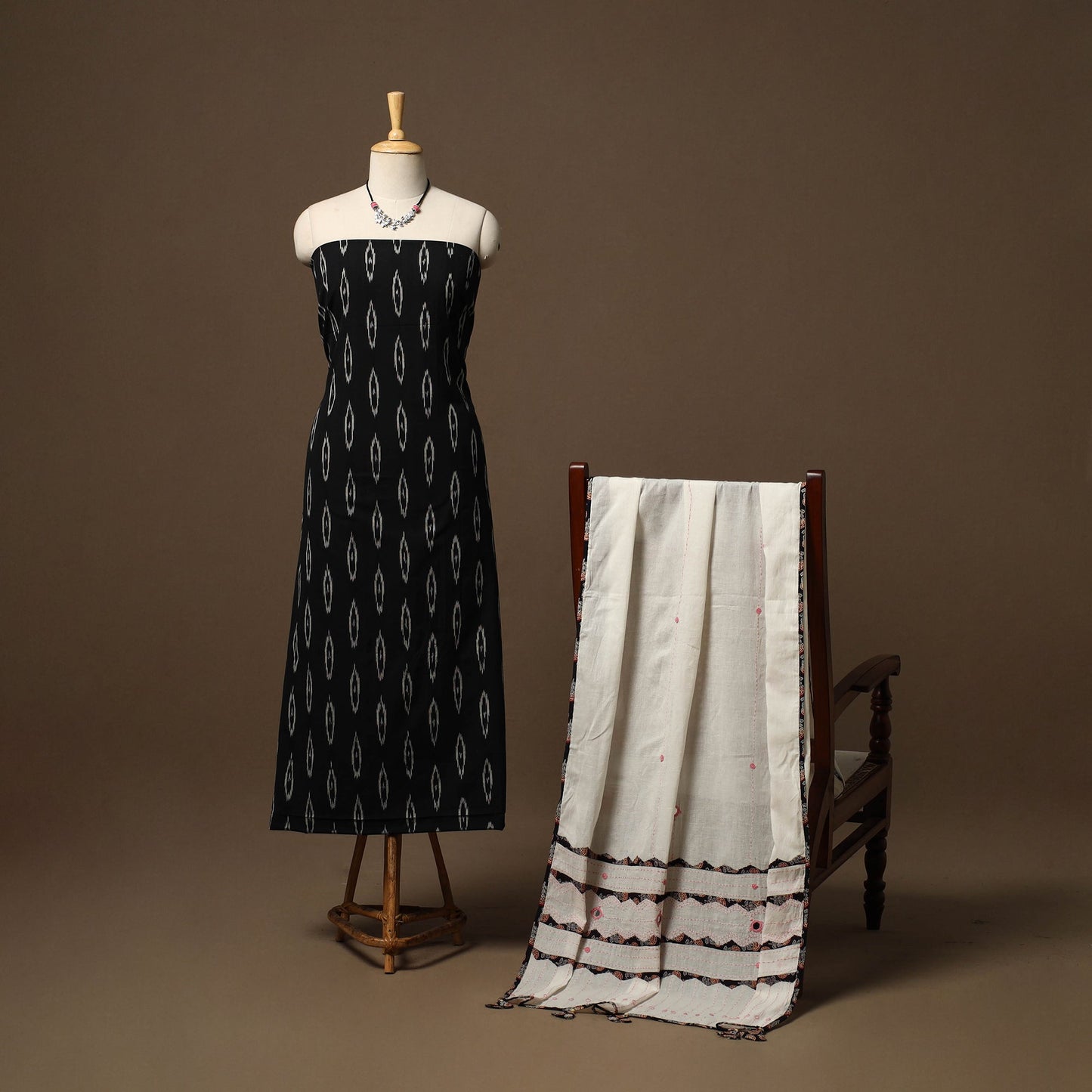 Pochampally ikat weave cotton 2pc unstitched dress material