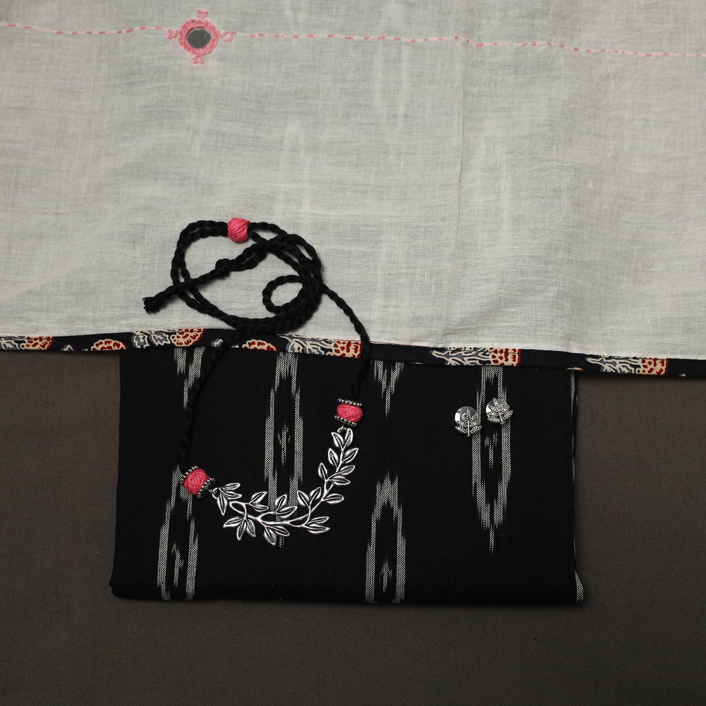 Pochampally ikat weave cotton 2pc unstitched dress material