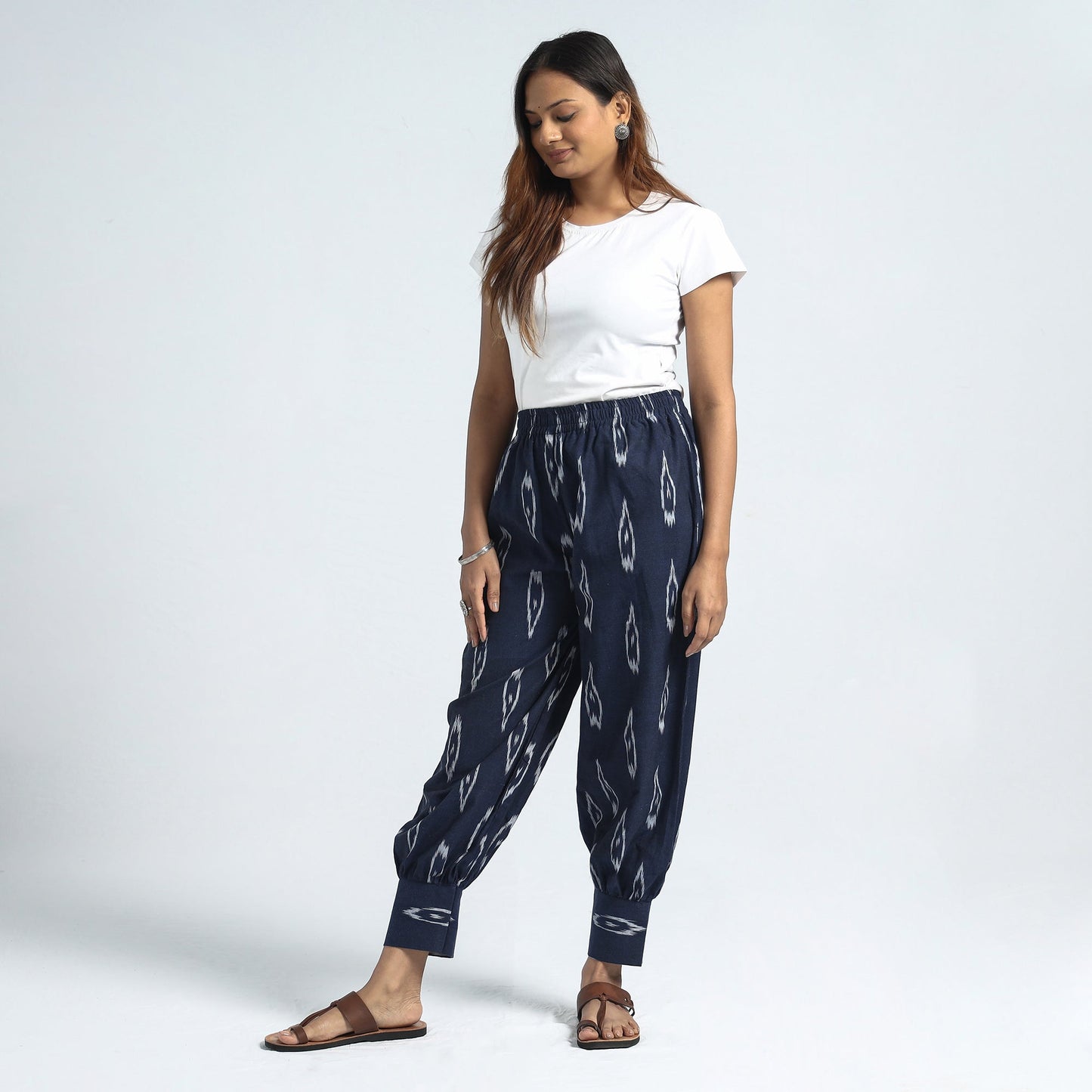 Pochampally Ikat Weave Cotton Elasticated Harem Pant