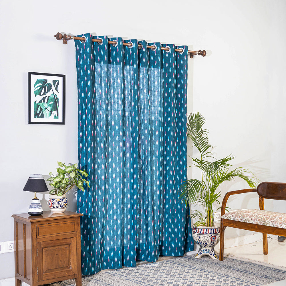 Pochampally ikat weave pure cotton fabric door curtain (7 x