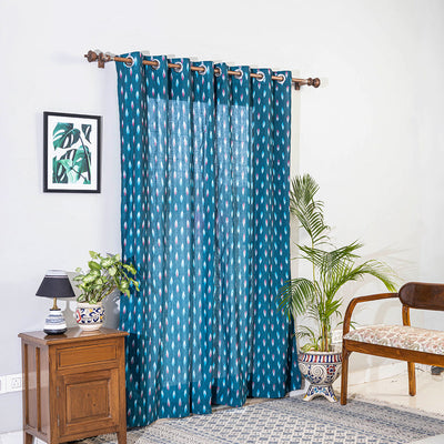 Pochampally ikat weave pure cotton fabric door curtain (7 x