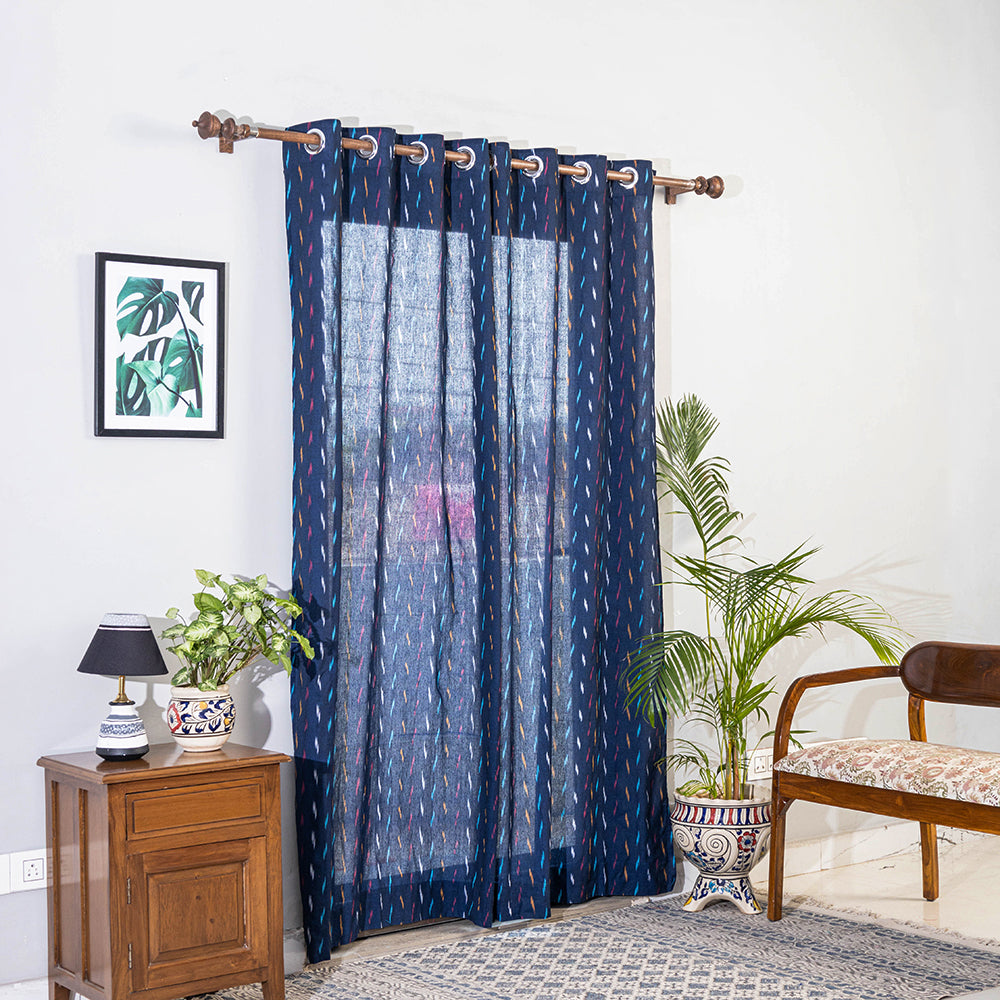 Pochampally ikat weave pure cotton fabric door curtain (7 x