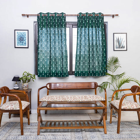 Pochampally ikat weave pure cotton fabric window curtain (5