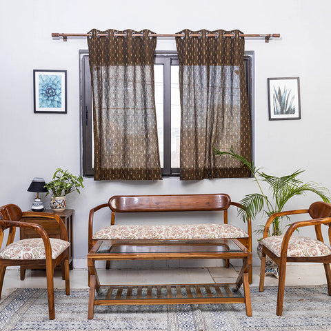 Pochampally ikat weave pure cotton fabric window curtain (5