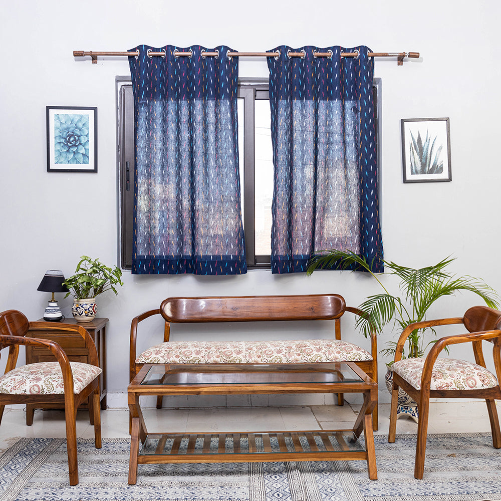 Pochampally ikat weave pure cotton fabric window curtain (5