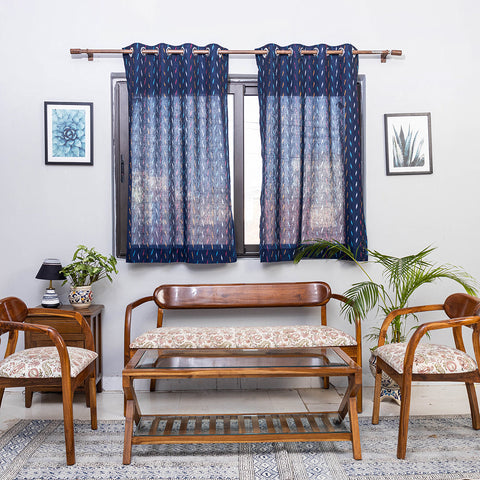 Pochampally ikat weave pure cotton fabric window curtain (5