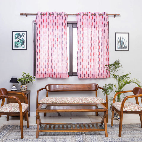 Pochampally ikat weave pure cotton fabric window curtain (5