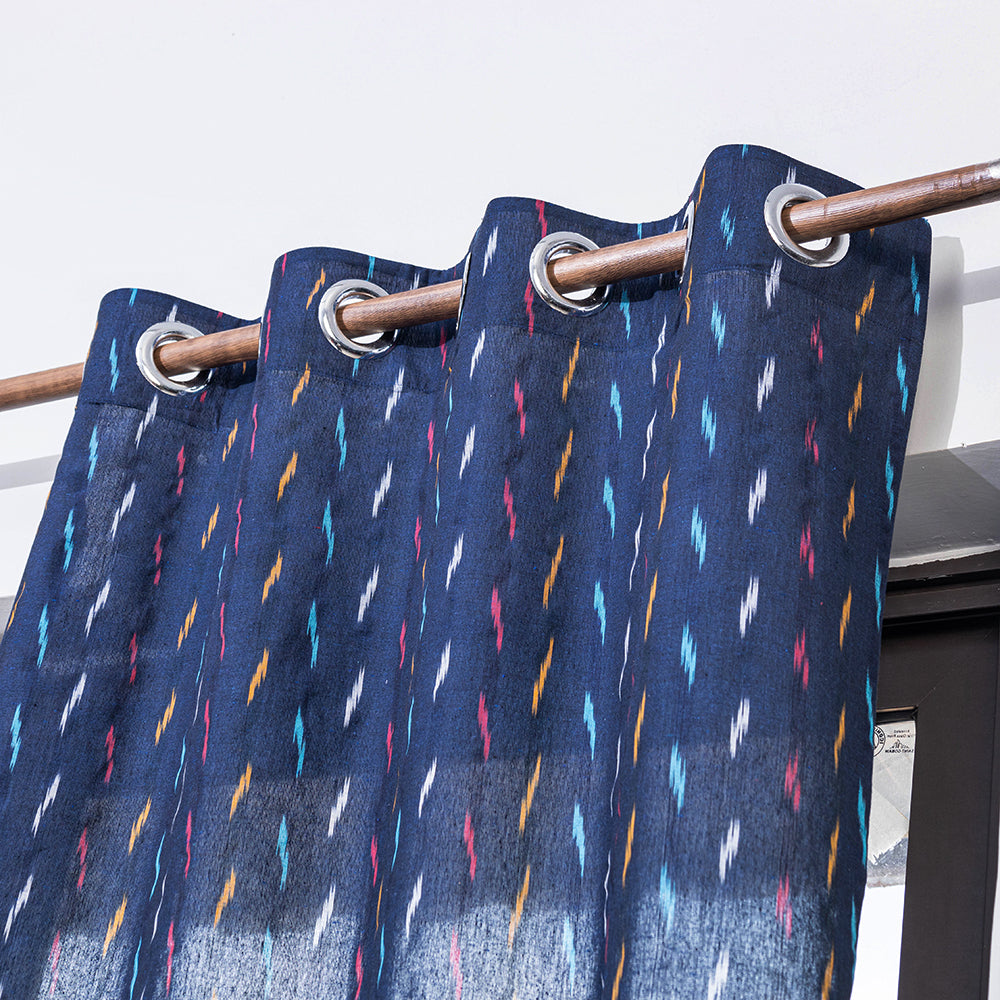 Pochampally ikat weave pure cotton fabric window curtain (5