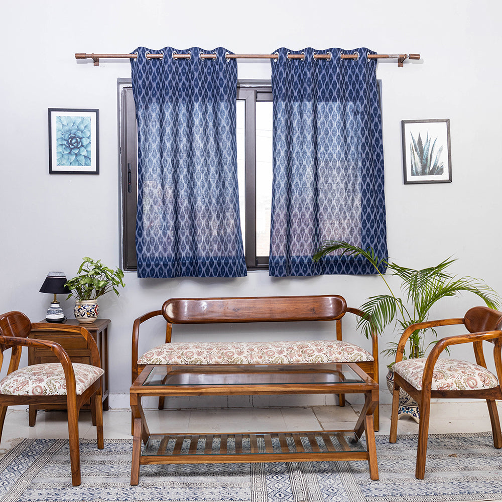 Pochampally ikat weave pure cotton fabric window curtain (5