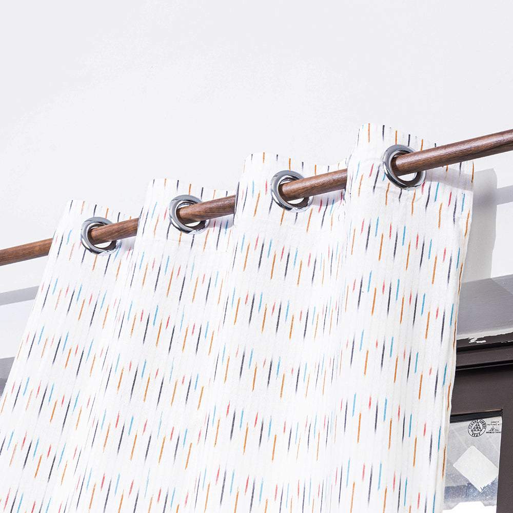 Pochampally ikat weave pure cotton fabric window curtain (5