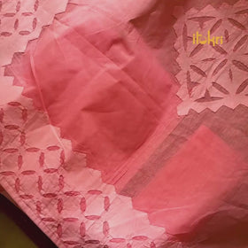 Beige - Barmer Cut Work Cotton Applique 3pc Unstitched Dress Material 46