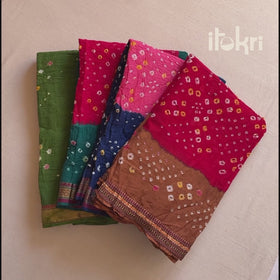 Blue - Kutch Tie-Dye Cotton Bandhani Saree with Blouse Piece 13