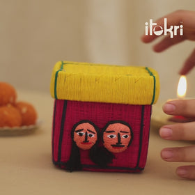 Handcrafted Meenakari Bhaiya Bhabhi Rakhi Set with Coir Box 111