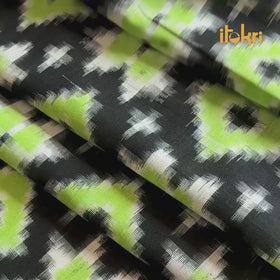 Black - Telia Rumal Pure Handwoven Cotton Pochampally Double Ikat Fabric 09