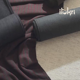 Black - Ladakh Pure Handwoven Sheep Merino Wool Twill Glen Check Skyscape Fabric 02