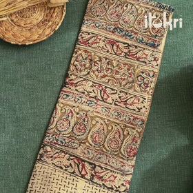 Maroon - Pedana Hand Block Print Natural Dyed Cotton Kalamkari Saree 11