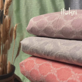Pink - Pure Handwoven Cutwork Buti Cotton Banarasi Fabric  02
