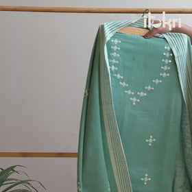 Yellow - Kutch Bhujodi Handloom Kala Cotton 3pc Unstitched Dress Material 07