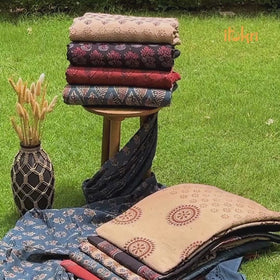 Black - Ajrakh Hand Block Print Natural Dyed Cotton Hakoba Fabric 11